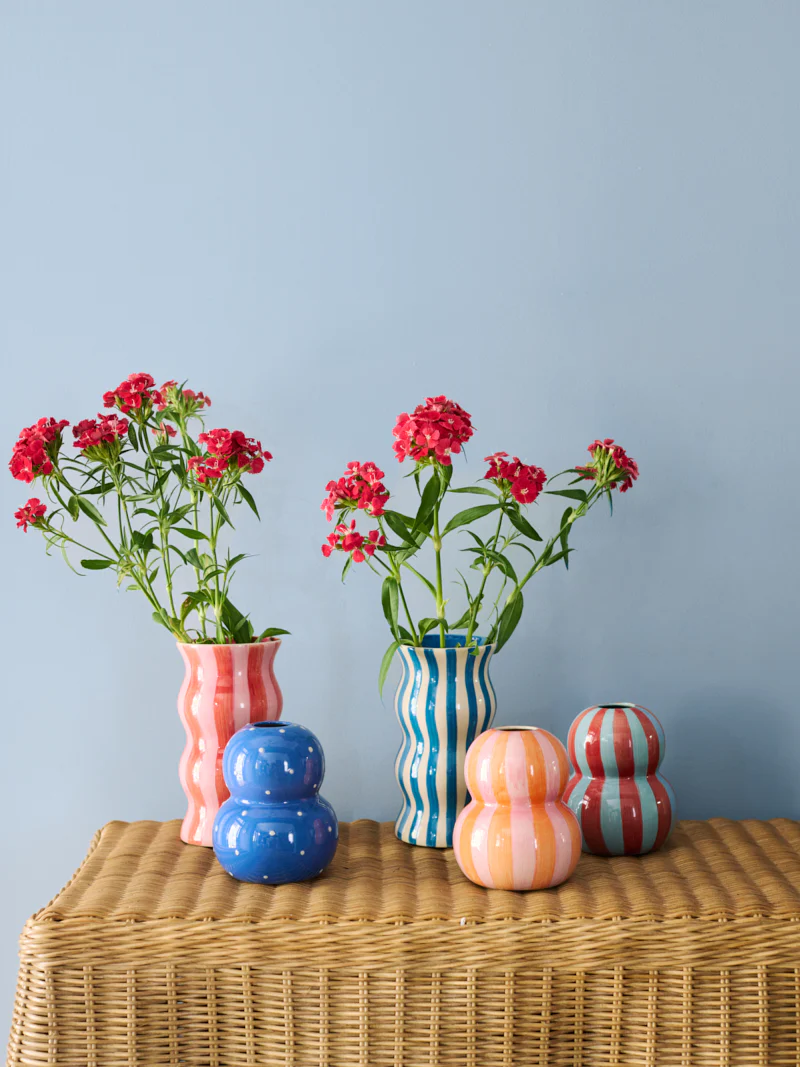 PALMA RED PINK STRIPE VASE - Image 3