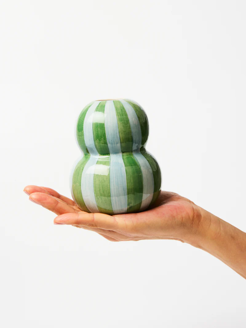FONDA GREEN BLUE STRIPE VASE - Image 2