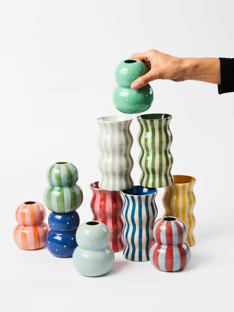 PALMA RED PINK STRIPE VASE - Image 4