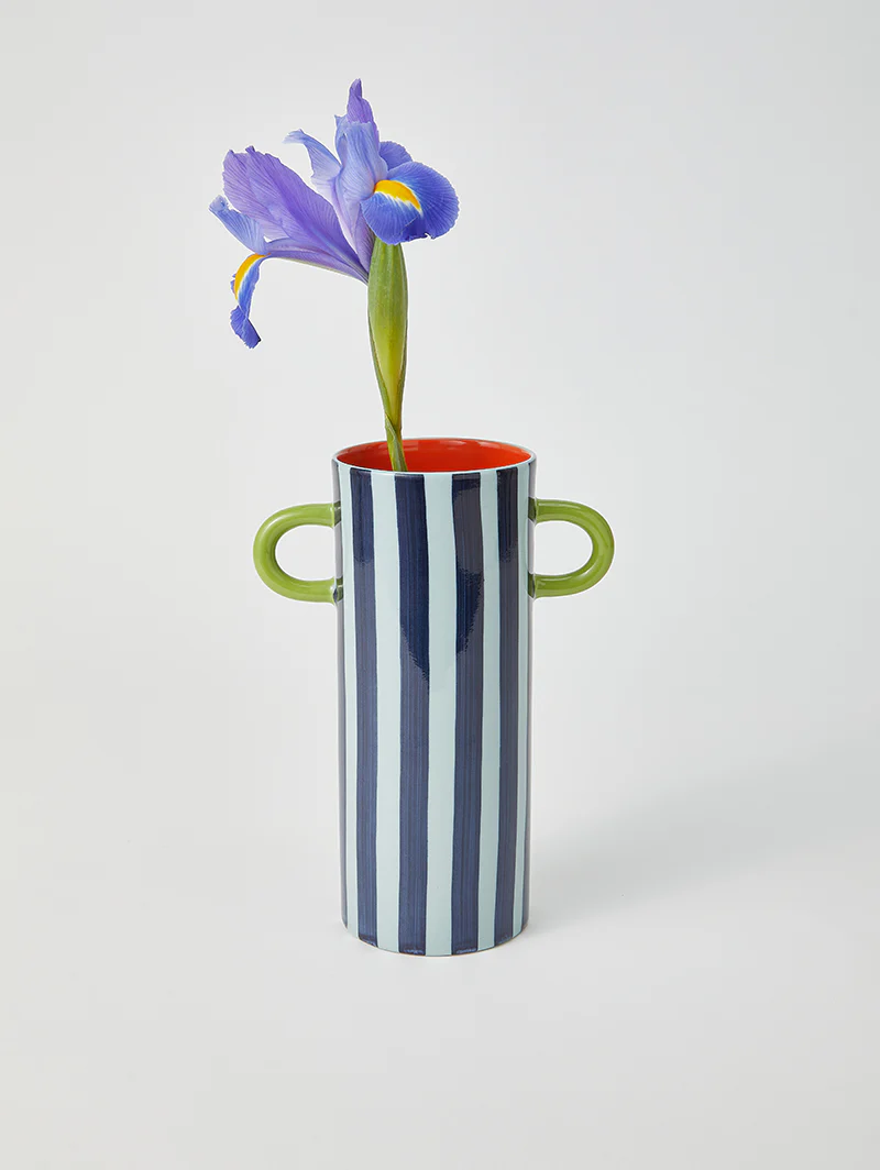 GRIFFE BLUE STRIPE TALL VASE - Image 4